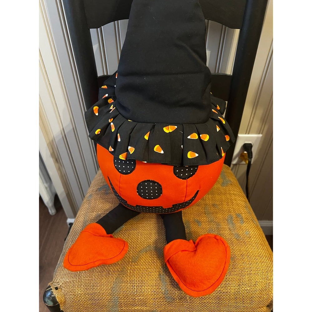 Halloween Handmade Pumpkin Plush Stuffed Decoration EUC